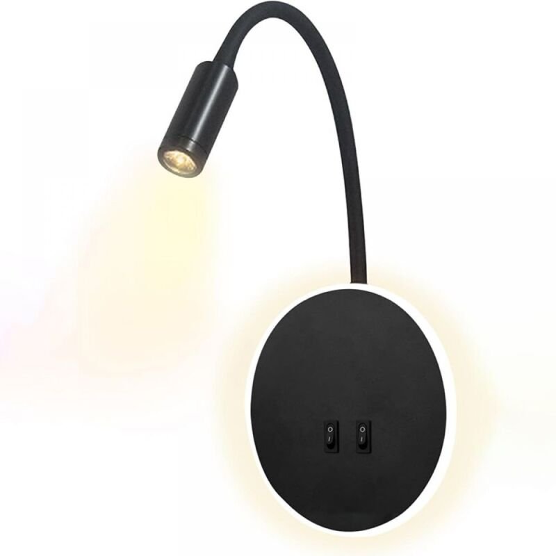 3+8W LED-Nachttisch-Leselampe, flexible Schwan-LED-Leselampe (schwarz), Wandleuchte, LED-Leselicht mit Schalter, Warmwei...