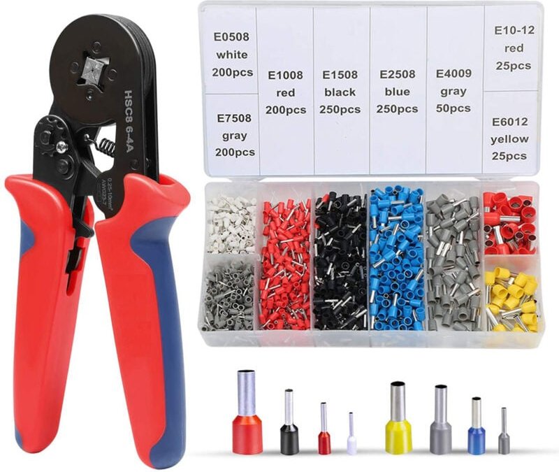 Crimpzange, Crimpwerkzeug-Set, 1200 isolierte Kabelschuhe, Crimper, elektrische Crimpverbinder, professionelle Elektrike...