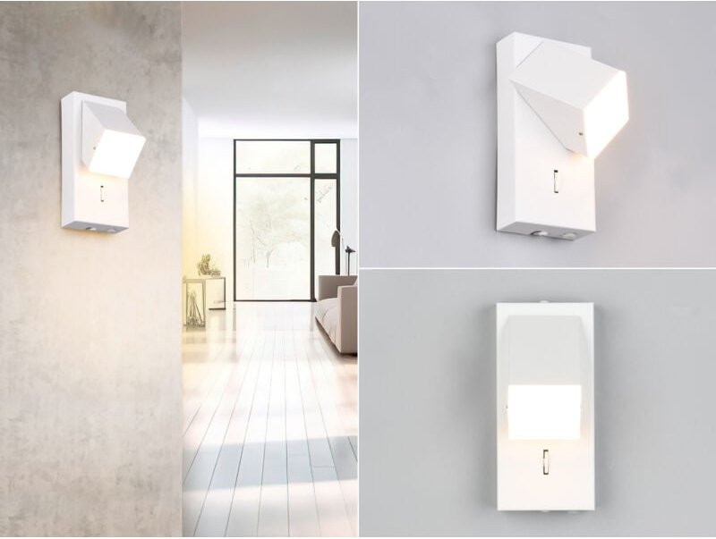 Led Innen Wandleuchte raglan schwenkbar mit Schalter Weiß, Höhe 15cm