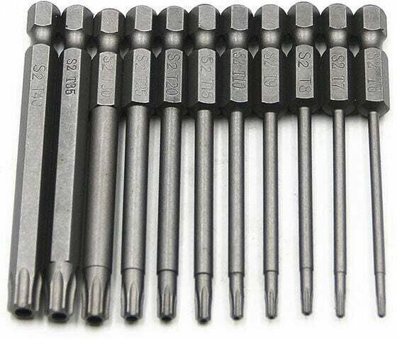 Famille - gabrielle Set mit 11 langen Torx-Bits für Schraubendreher und Elektroschrauber – magnetische Bits – 1/4 Sechsk...