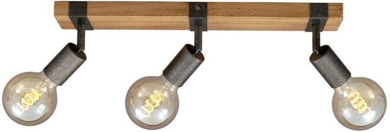 Briloner - Spotleuchte dreh- und schwenkbar 3x E27 Metall-Holz Gunmetal