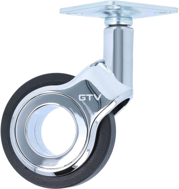 Möbelrolle Chrom glänzend bodenschonend Lenkrolle Laufrolle Schwarz ø 60mm