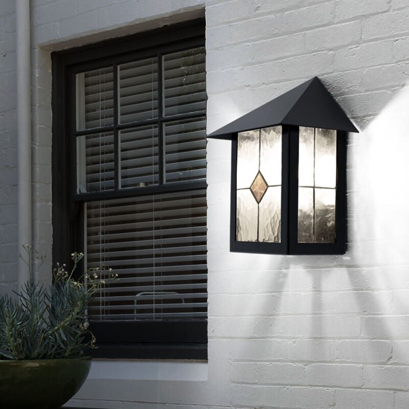Eglo - Außenleuchte Wandleuchte Wandlampe Gartenleuchte Außenlampe Hauswandleuchte Garage, Glas Tiffanytechnik , 1x E27 ...