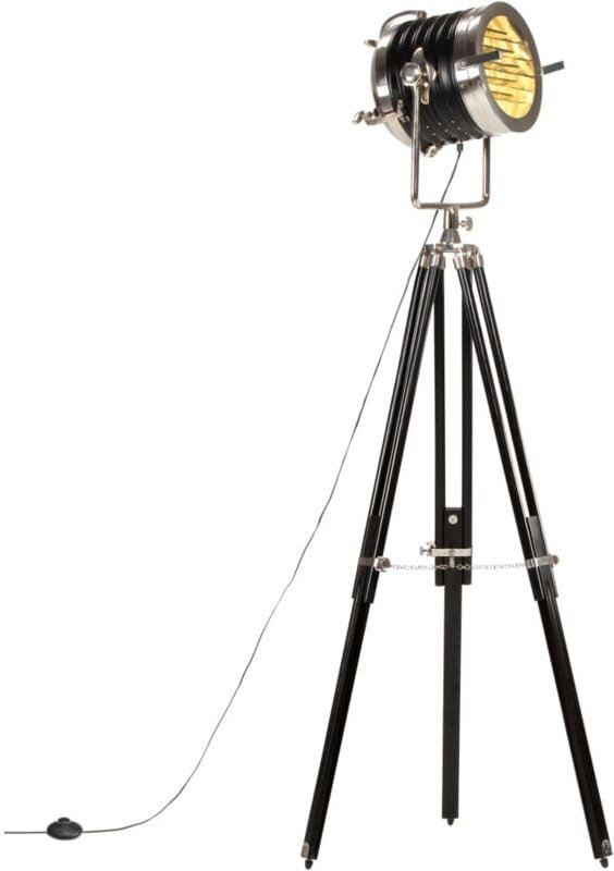 vidaXL Stativlampe Schwarz Mango Massivholz 171 cm