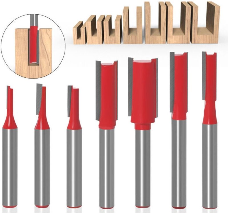 Fresa dritta, fresa in metallo duro da 7 pezzi, fresa con gambo da 6 mm, fresa multifunzionale, utensile per la lavorazi...