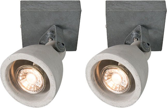 Set aus 2 industriellen Spots grau Beton 1-Flammig - Creto
