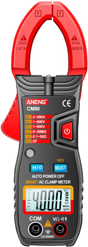 Pinza amperometrica CM80, multimetro a pinza a 4000 conteggi, selezione automatica della portata, voltmetro da 500 A, am...
