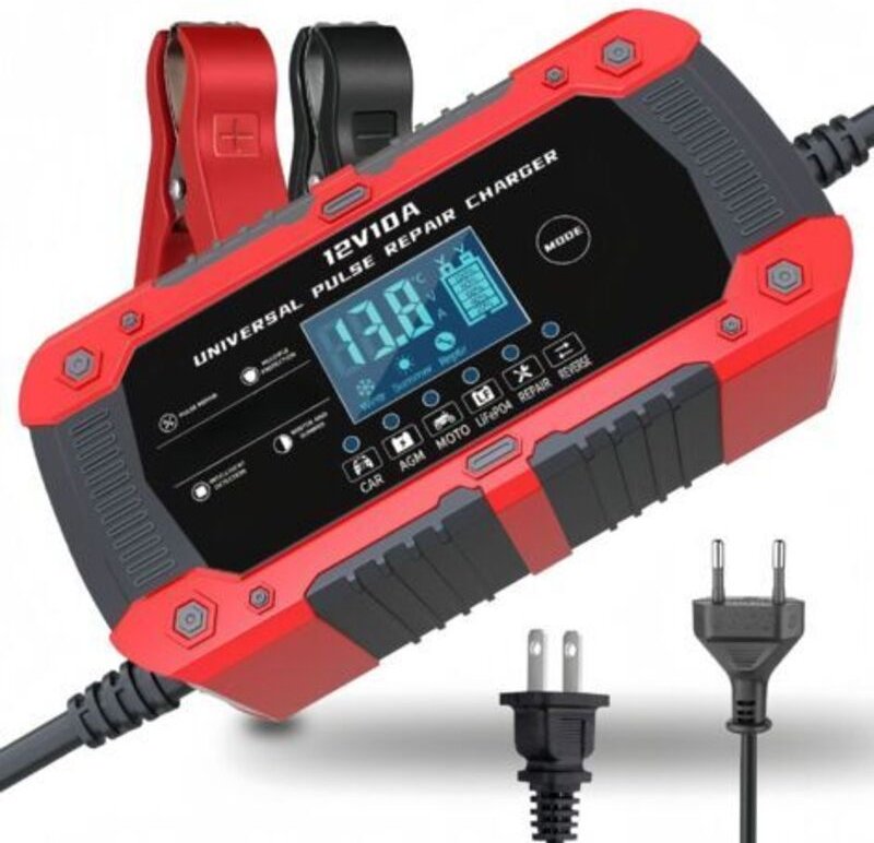 12V 10A Red Pulse Ladegerät 12V 15A / 24V 8A, 14,6V 15A Lithium-Eisenphosphat-Batterieladegerät für Motorräder und Autos...