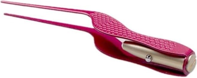 Aougo - LED-Taschenlampe, Ohrpinzette, spitze Pinzette, multifunktionale Pinzette mit Blinklicht, professionelle Pinzett...