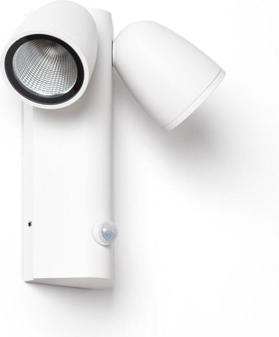 Ledkia - led Wandleuchte Außen 12W Aluminium mit Bewegungssensor pir Abel Zwei Strahler Weiß