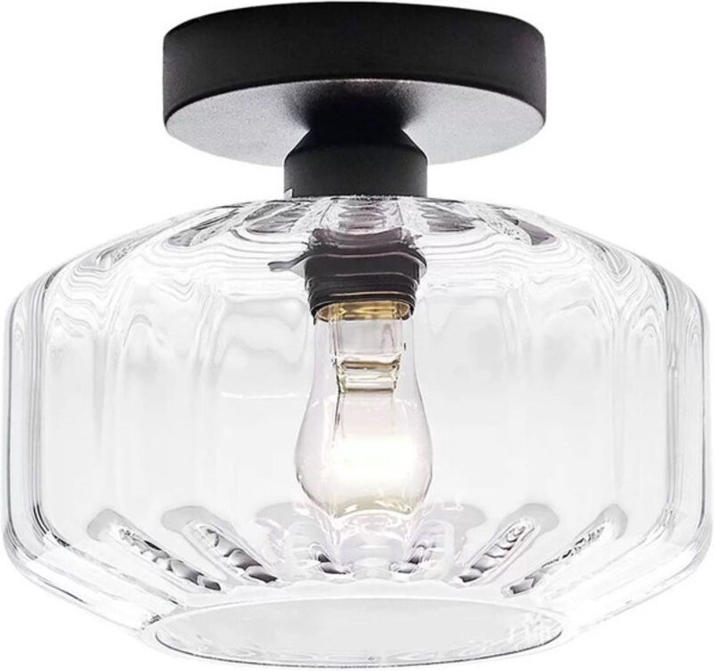 Halbeinbau-Deckenleuchte, einflammiger Kronleuchter aus Glas, gestreifte Deckenleuchte, E27-Fassung, Leuchtmittel nicht ...