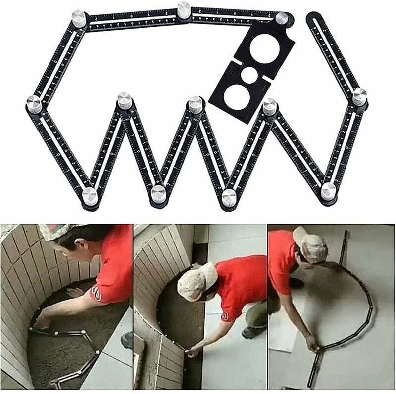 Template Tool,gabarit d'angle, règle de mesure multi-angles, 12 côtés en alliage d'aluminium, règle multi-angles, avec r...