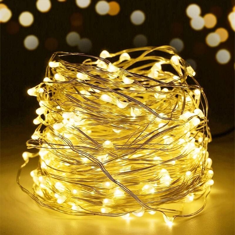 SALCAR LED Lichterkette Draht, 2 Stück 10m 100 LEDs USB Kupferdraht Lichterkette, Kupferdrahtlichterkette Innen Außen We...