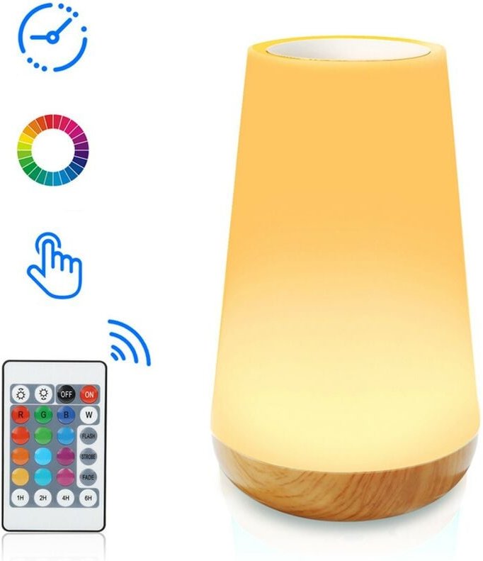LED-Nachtlicht, Nachttischlampe, bunte Touch-Nachtlampe, Fernbedienung, für Schlafzimmer, Kinderzimmer und Wohnzimmer