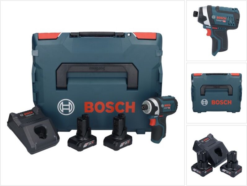 Bosch GDR 12V-105 Professional Akku Drehschlagschrauber 12 V 105 Nm 1/4" + 2x Akku 6,0 Ah + Ladegerät + L-Boxx