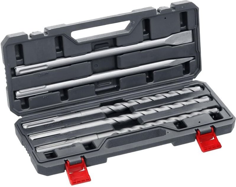 SDS-Max Hammerbohrer und Meißel-Set für Bohrhammer, 5-teiliger Stein- u. Beton-Meissel/Bohrer Satz im Kunstoff-Koffer - ...