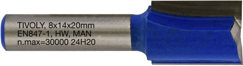 Gerader Nutfräser • Ø14 mm • 2 Hartmetallklingen • Ø8 mm Schaft • Für die Holzbearbeitung - Tivoly