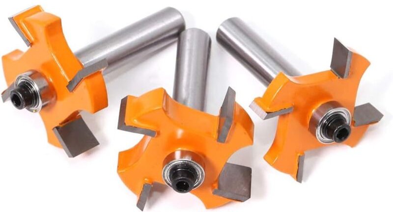 3 Stück 8 mm 4-Blatt-Fräser für Holzbearbeitung, T-förmiges Nutfräser-Set, Schneiden, Holzbearbeitungswerkzeug, Orange, ...