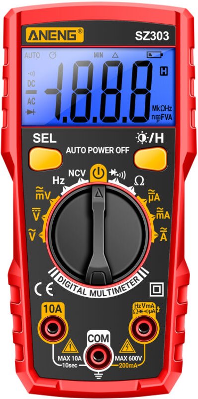 Multimetro digitale SZ303, 1999 conteggi, misurazione di tensione AC/DC, corrente e resistenza, alta precisione, strumen...