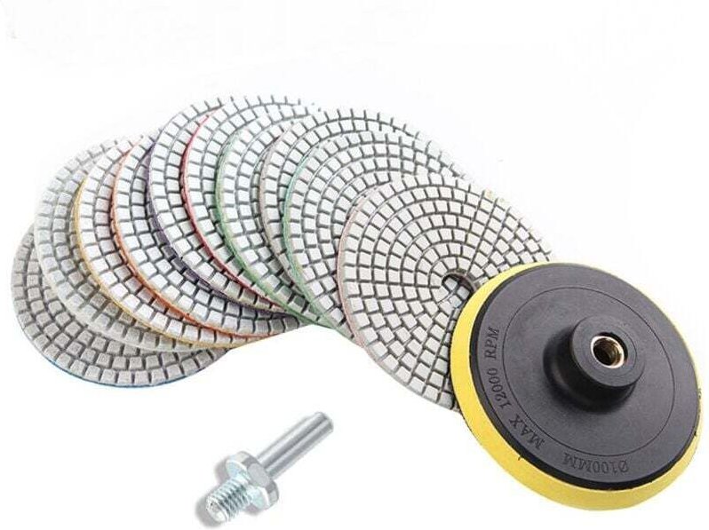 Lot de 12 Disques Diamant 4" Polissage Humide Sec Granit Marbre Béton Pierre