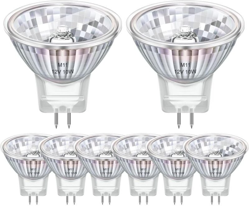 8er-Pack GU4 MR11 Halogenlampen 12 V 10 W, MR11 Halogenlampe 2800 K Warmweiß dimmbar, GU4 Halogen für Zuhause, Landschaf...
