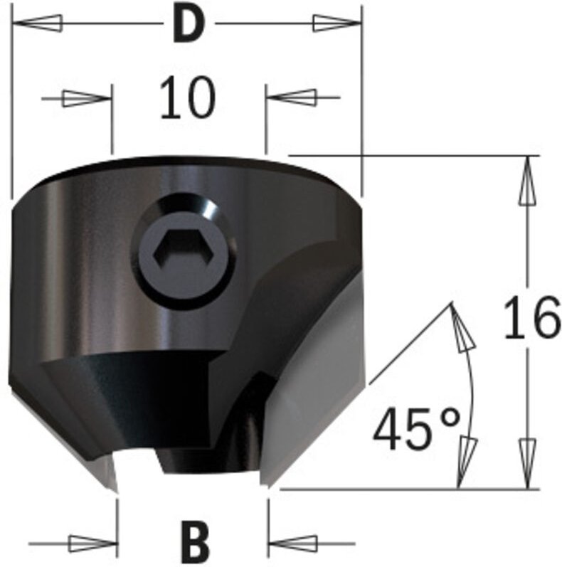 315.200.12 FRÄSMASCHINEN 45° HW Z2 L=16 D=20 d=5-10 SX