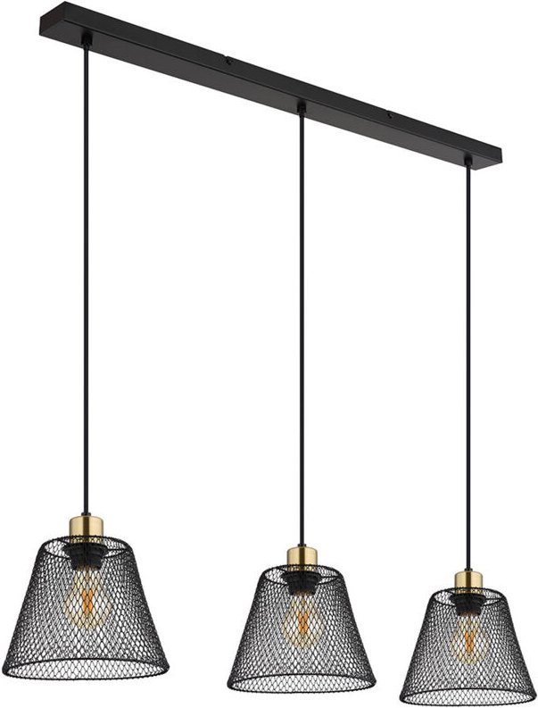 Hängeleuchte Pendelleuchte Esszimmerlampe Gitter schwarz gold 3-Flammig Küche
