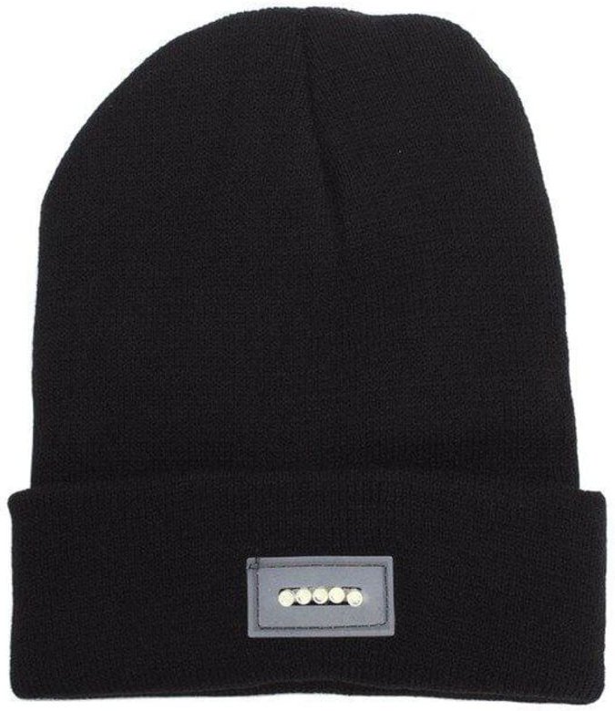 Beanie mit LED-Lampe - Schwarz