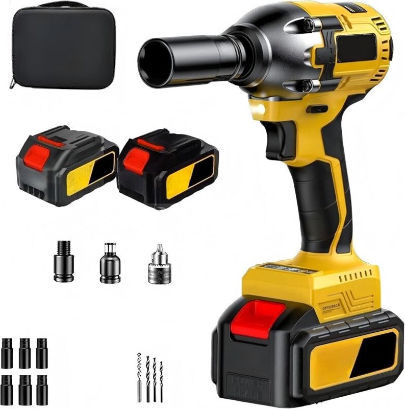 Akku-Schlagschrauber mit 1000 Nm Drehmoment, 1/2"-Anschluss, inklusive 2 x 4,0 Ah Akkus, Schnellladegerät, 6 Steckschlüs...