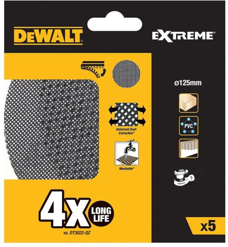 DTM8560-QZ Disc de Schleifpapier de 125mm Mesh, Grit 60, for Use withAll Types de rotorbital sander, Blueberry - Dewalt