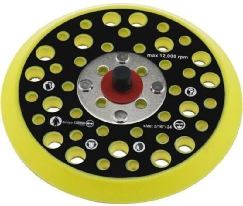 125mm 5 Zoll Stützteller Kompatibel mit Mirka Ceros/Deros 44 Löcher 5/16 Gewinde Schleifer Klettverschluss-Pad Zubehör f...