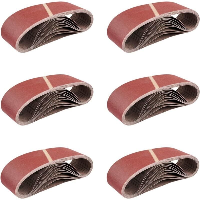 ZVD-Gewebeschleifbänder 25 Stück 75 x 533 mm Mixpack (je 5 x 40/60/80/120/180er Körnung) für Bandschleifer Schleifpapier...