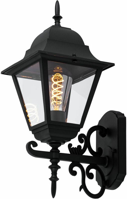 Etc-shop - Hauswand Leuchte Landhaus Stil Außen Wandlampe Laterne schwarz, Aluminium, Glas klar, 1x E27, BxHxT 18,5x44,5...