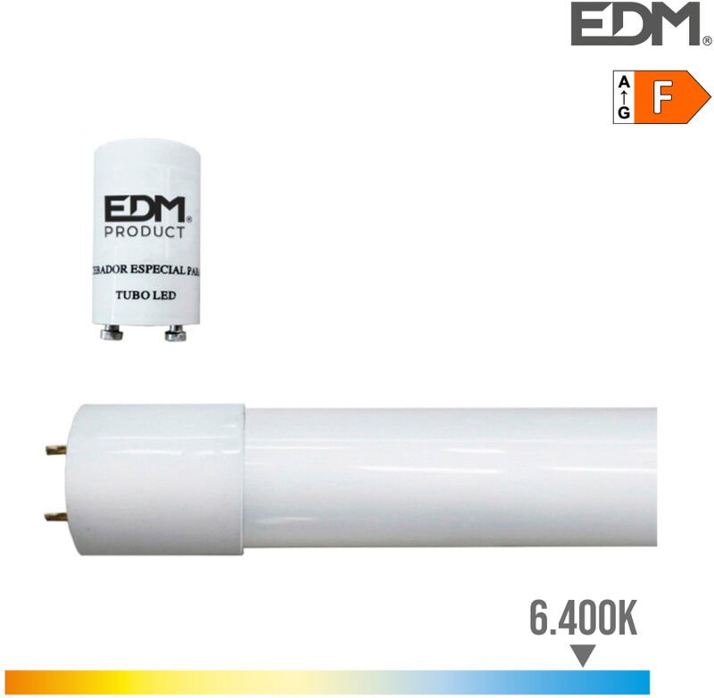 EDM - T8 LED-Röhre 18 w, 2000 lm, 6500 k Kaltlicht, entspricht 36 w, ø2,6 x 120 cm