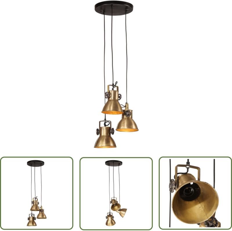The Living Store Hängelampe 25 W Antik-Messing 30x30x100 cm E27 - Industrielampen - Eisenlampe - Deckenleuchte - Vintage...