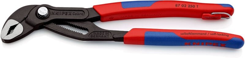 KNIPEX 87 02 250 T BK Cobra® Hightech-Wasserpumpenzange mit Mehrkomponenten-Hüllen, mit integrierter Befestigungsöse zum...