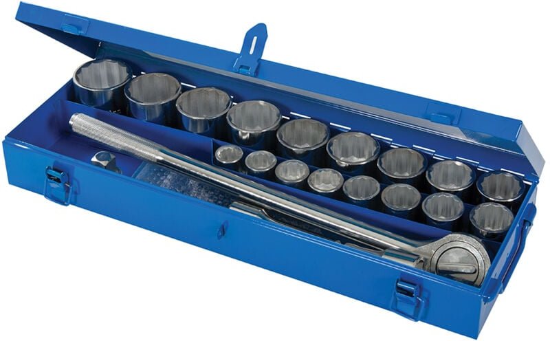 Silverline - Doppelsechskant-Steckschlüssel, 3/4-Zoll-Antrieb, metrisch, 21-tlg. Satz 19 - 50 mm