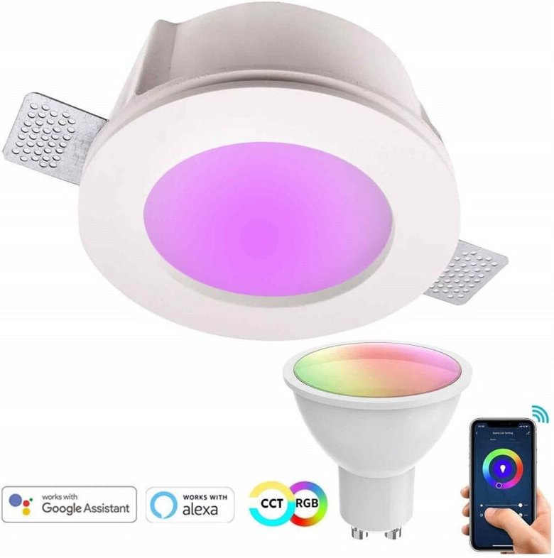 Trade Shop Traesio - Trade Shop - smarter runder gips-spotlight led GU10 wifi einbauleuchte rgb cct alexa google 125MM -