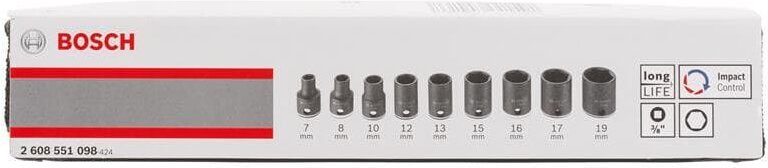 Steckschlüssel-Set 3/8 9tlg. schlagfest 2608551098 Stecknuss-Satz - Bosch