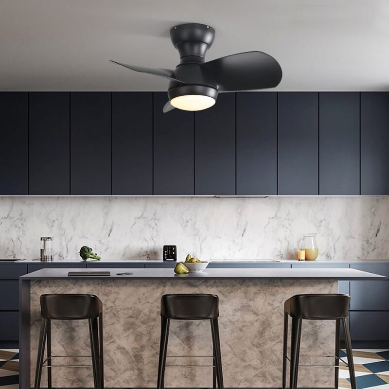 23-Zoll-Deckenventilator fürs Schlafzimmer, mit 3-farbiger dimmbarer led (18 w), 3 ABS-Flügeln, Gleichstrommotor, 6 Gesc...