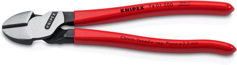 KNIPEX 74 01 200 Kraft-Seitenschneider mit Kunststoff überzogen schwarz atramentiert 200 mm