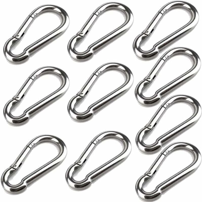 Thumbnail - 10 Stück 40 mm x 4 mm Karabiner, Karabiner aus Edelstahl 304 mit Karabinerhaken, Tragkraft bis ca. 80 kg.