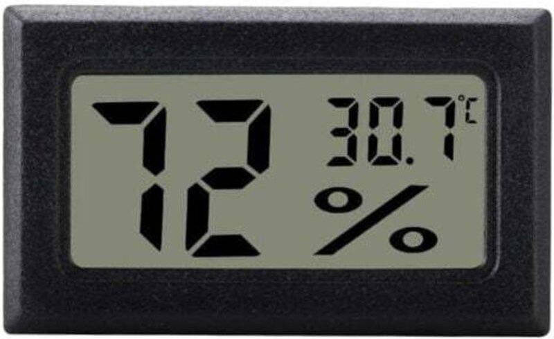 Schwarzes digitales Hygrometer zur Überwachung des Raumklimas, Mini-LCD
