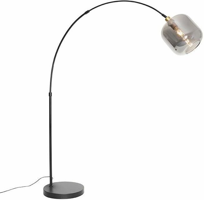 Bogenlampe schwarz mit gold mit Rauchglas - Zuzanna