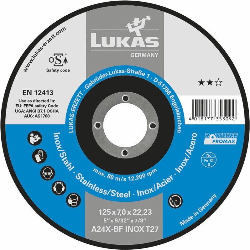 Thumbnail - Schruppscheibe Promaxgekröpft A24X-BF ø 230 x 6 mm Inox/Stahl - Lukas