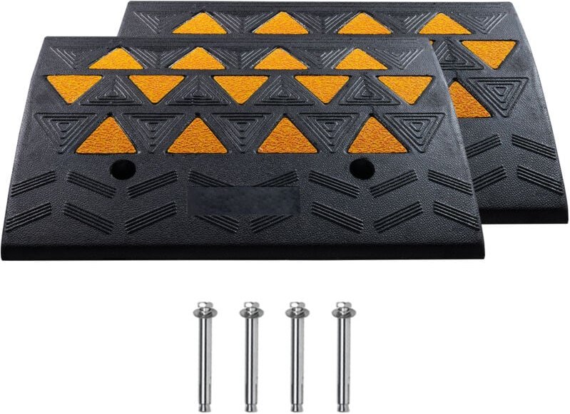Thumbnail - Mophorn Bordsteinrampe aus Gummi, 2er-Pack, 15,2 cm Steighöhe, robuste Schwellenrampen mit einer Tragkraft von 15 t, Auf...
