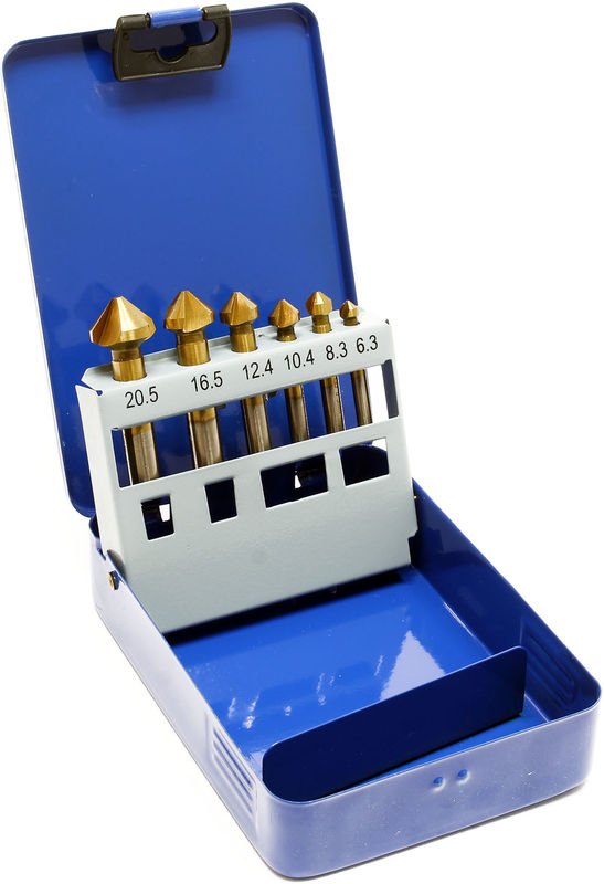 Wiltec - Kegelsenker Set 6 teilig, ø 6,3-20,5 mm, hss Senkbohrer Satz, Entgratsenker Bohrer, Entgrater Senker Set aus St...