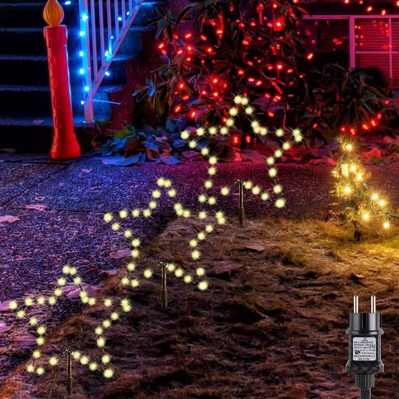 LED Leuchtstäbe 60cm 3er Stern Garten LED Leuchtstern Warmweiß LED Lichterkette