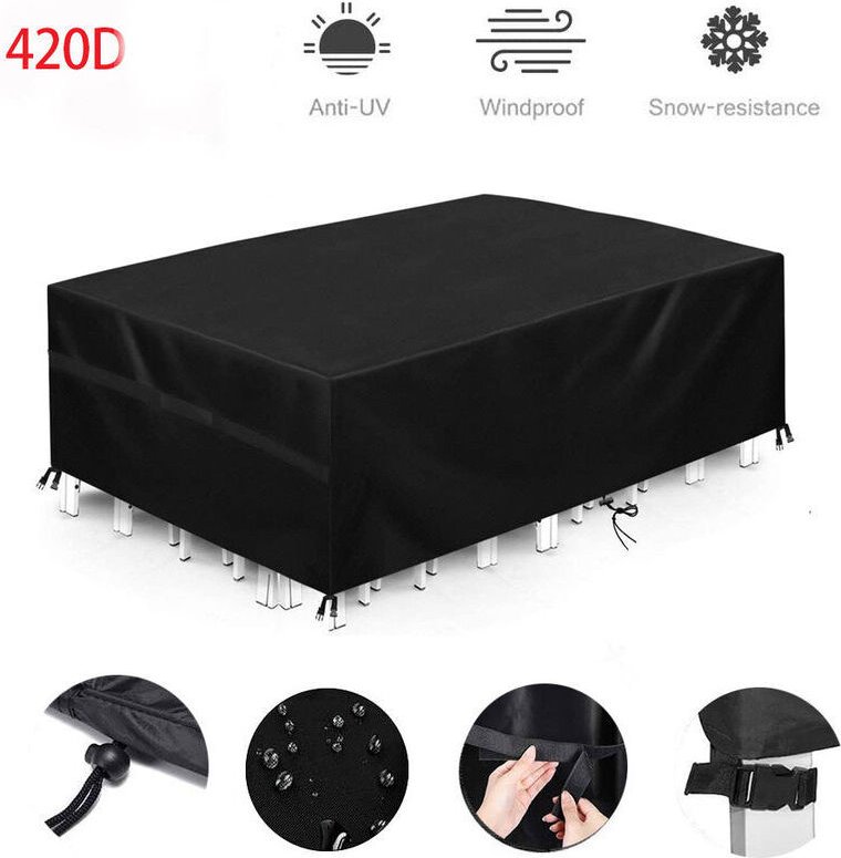 1 Gartenmöbelabdeckung, wasser- und winddicht, rechteckige Gartentischabdeckung, UV-beständig, 420D Oxford-Gewebe, 250 x...