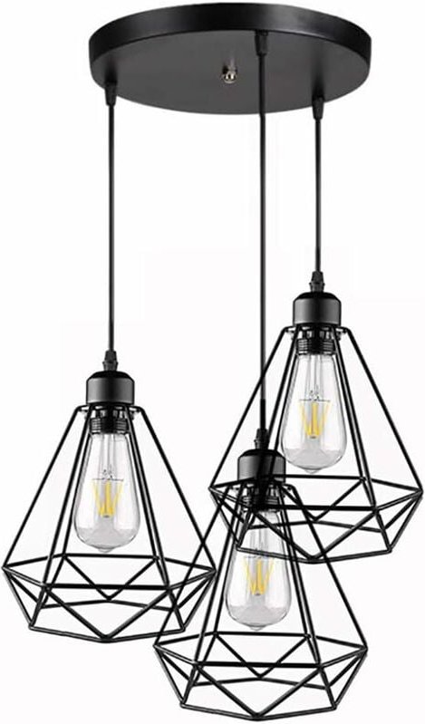 3 Vintage Industrial Pendelleuchten Metall Kronleuchter Pendelleuchte Geometrischer Käfig Stil E27 Vintage Pendelleuchte...